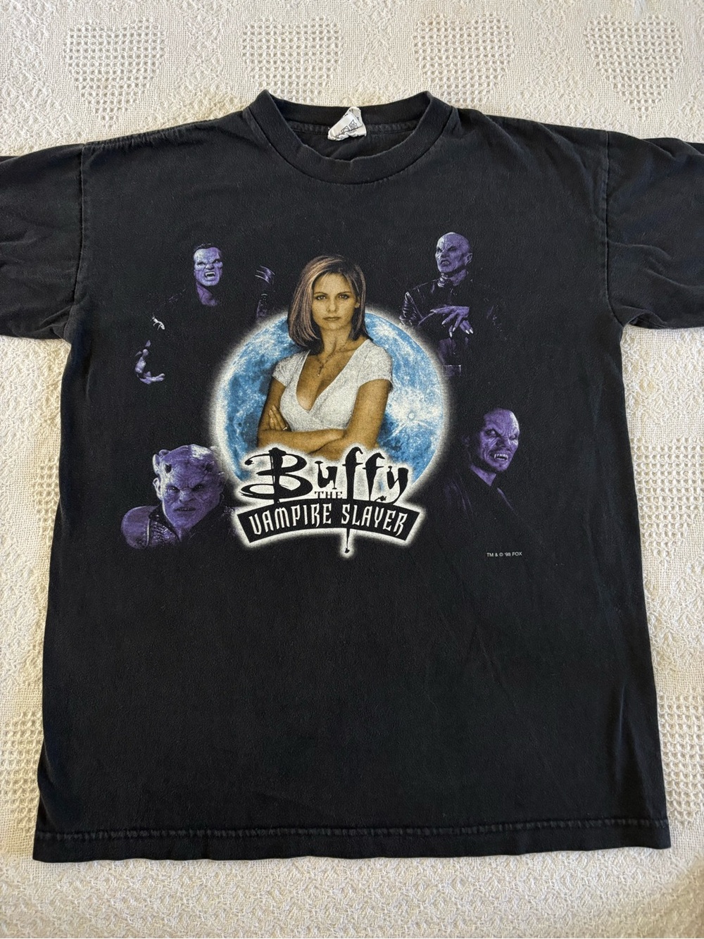 Vintage 90s Buffy The Vampire Slayer Tshirt Size Medium Black TV Promo Tee